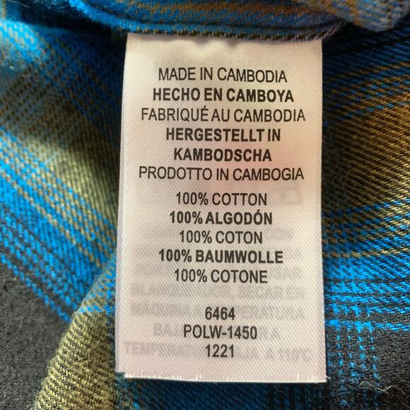 Legendary Whitetails Shirt Buck Camp Mens XL Blue Tan Plaid Flannel Button Up - Picture 8 of 13